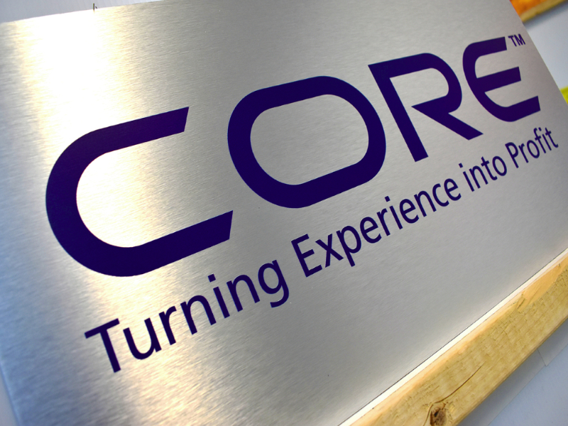 Core Sign Made from Brushed Aluminum for Advertising Business