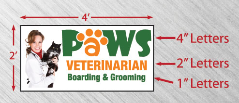 Paws Veterinarian letter and sign sizes